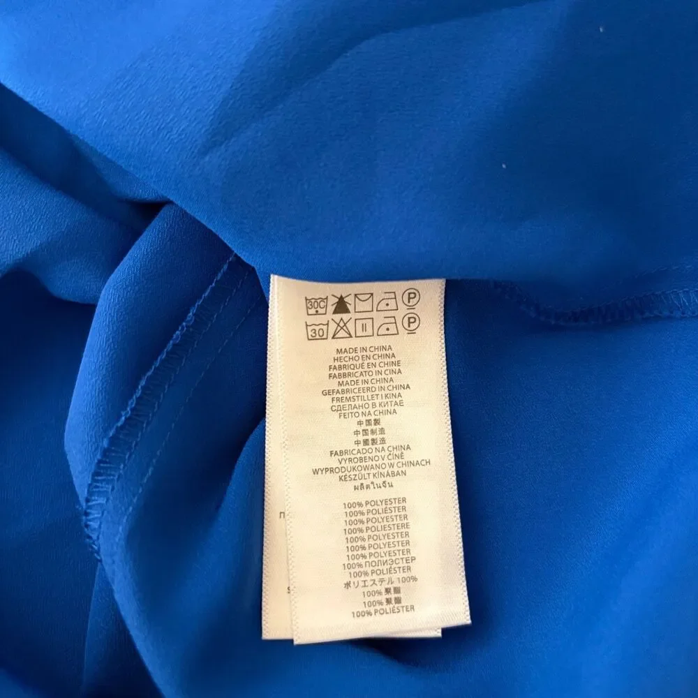 Michael Kors Blouse Women's Medium V-Neck Zipper Long Sleeve Collared Top